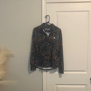 Floral Black Quarter Zip Jacket